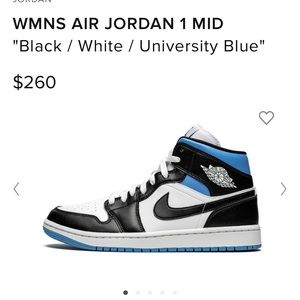 WMNS AIR JORDAN 1 MID "Black / White / University Blue"